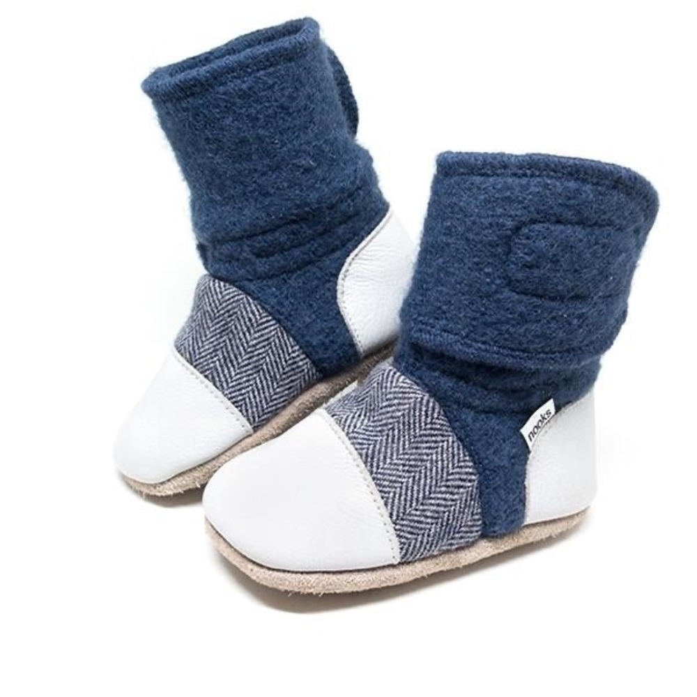 Nooks Toddler Blue and White Slip-On booties,  super comfy